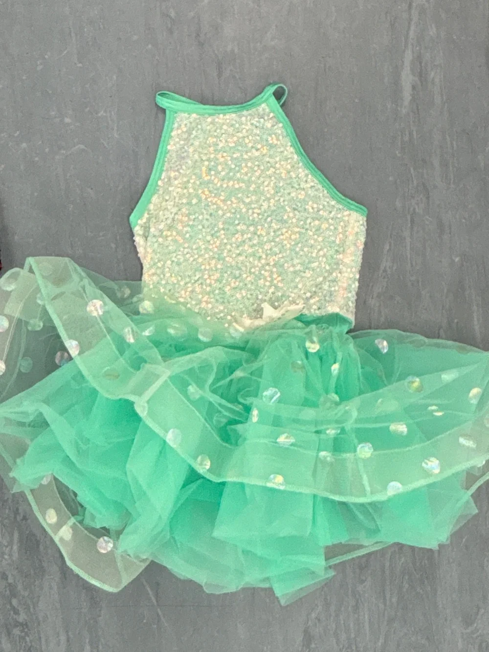 Weissman Mint Green Sequin Tulle Dance Costume